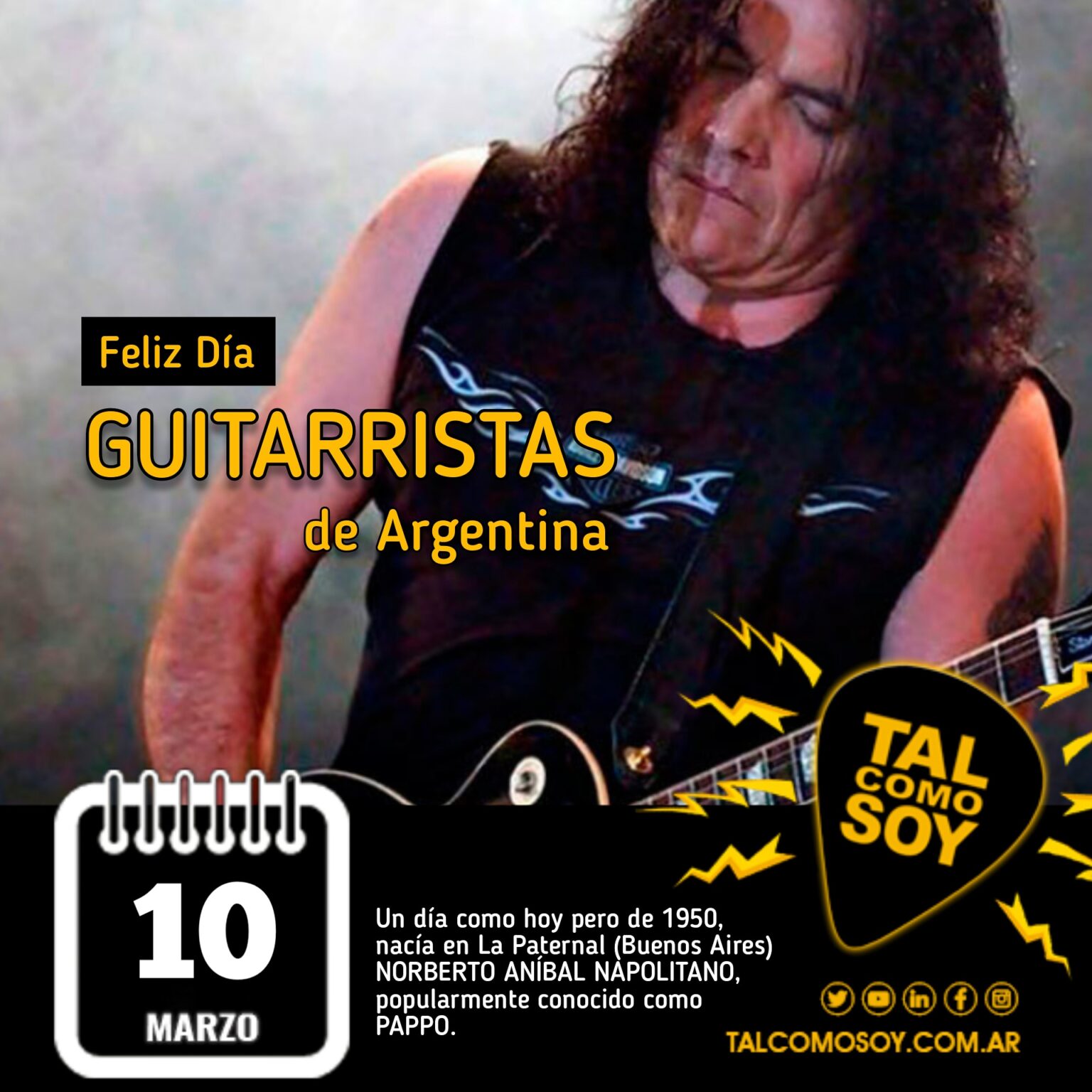 10 de marzo Día del/la Guitarrista Argentinx Tal Como Soy